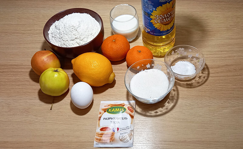 Необходимые продукты для приготовления пончиков.