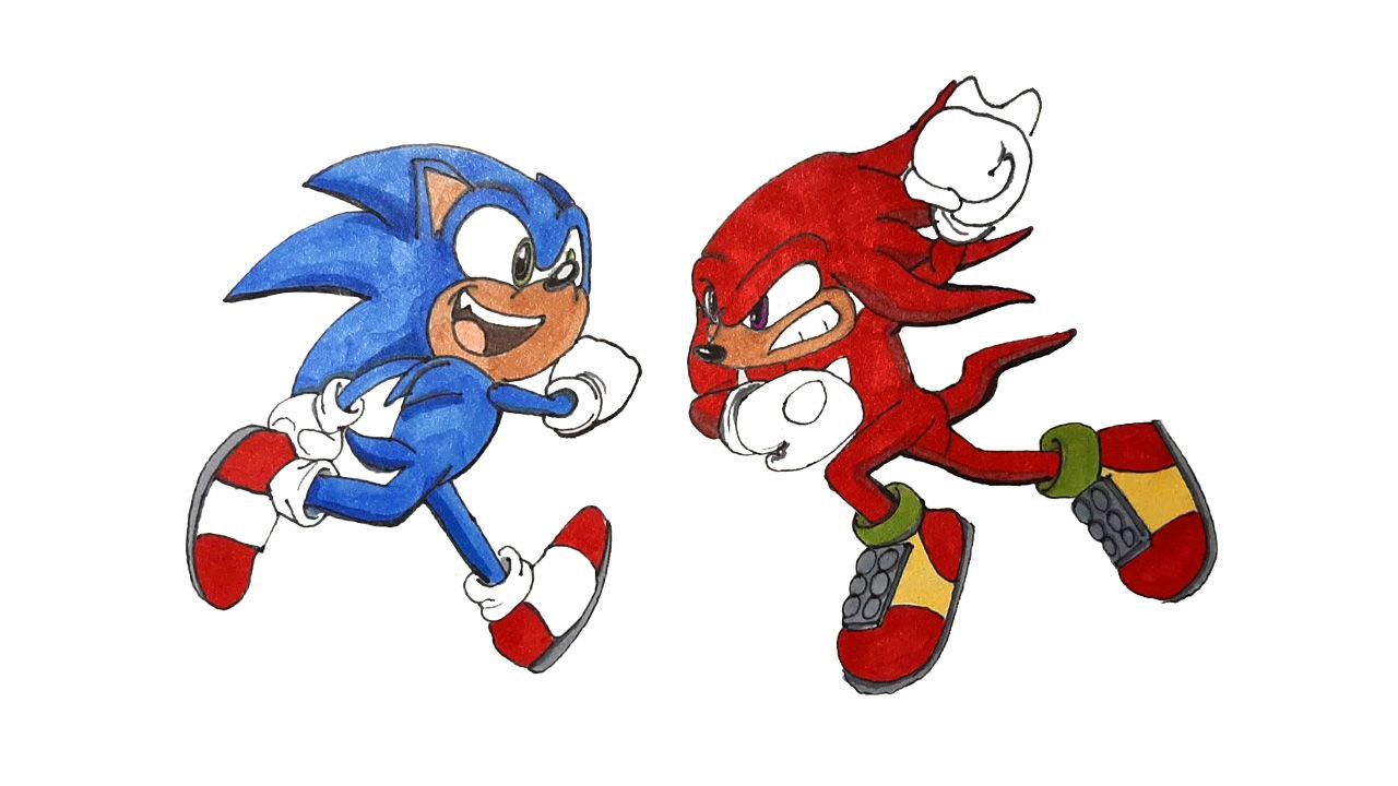 Как нарисовать Соника против Наклза маркерами/How to draw Sonic vs Knuckles  (Sonic the Hedgehog 2)