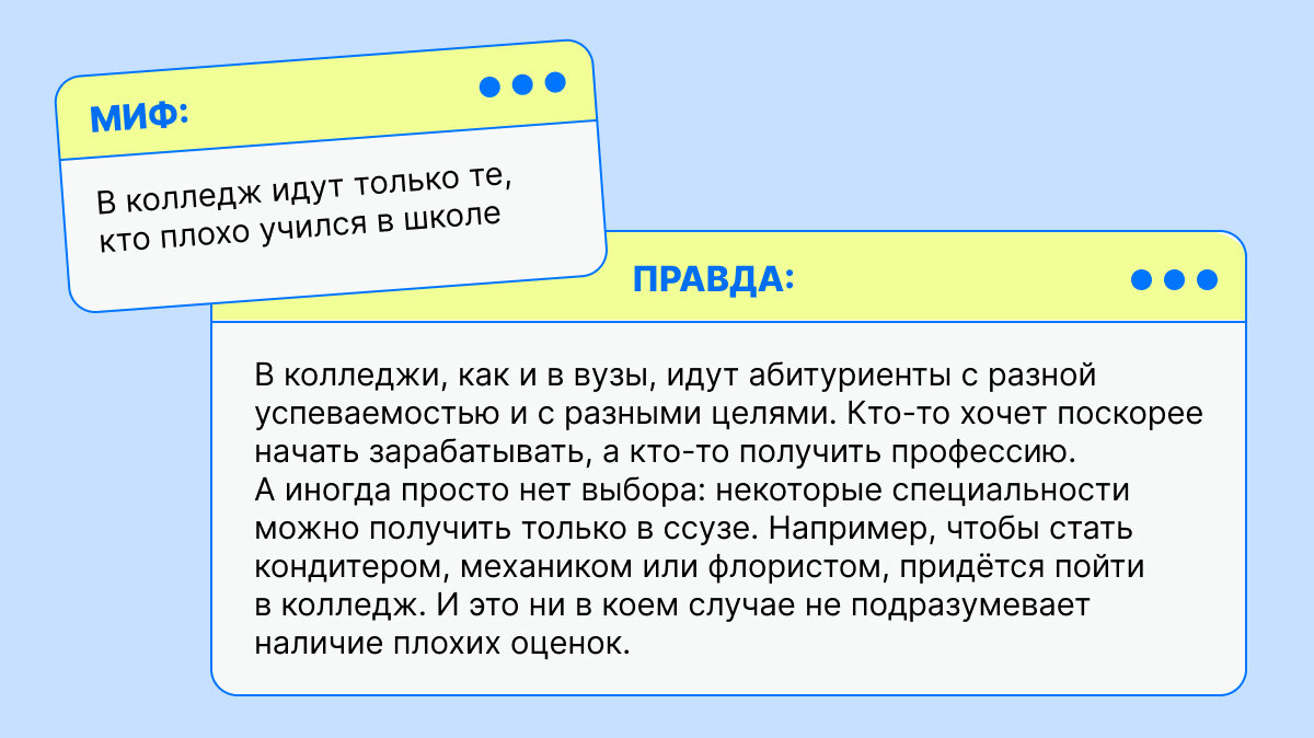 Миф VS правда. В колледж идут только те, кто плохо учился в школе