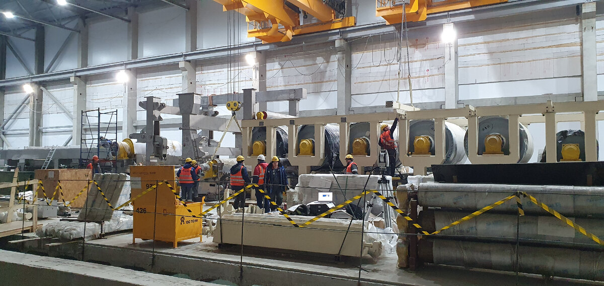 Монтаж пресса бумагоделательной машины