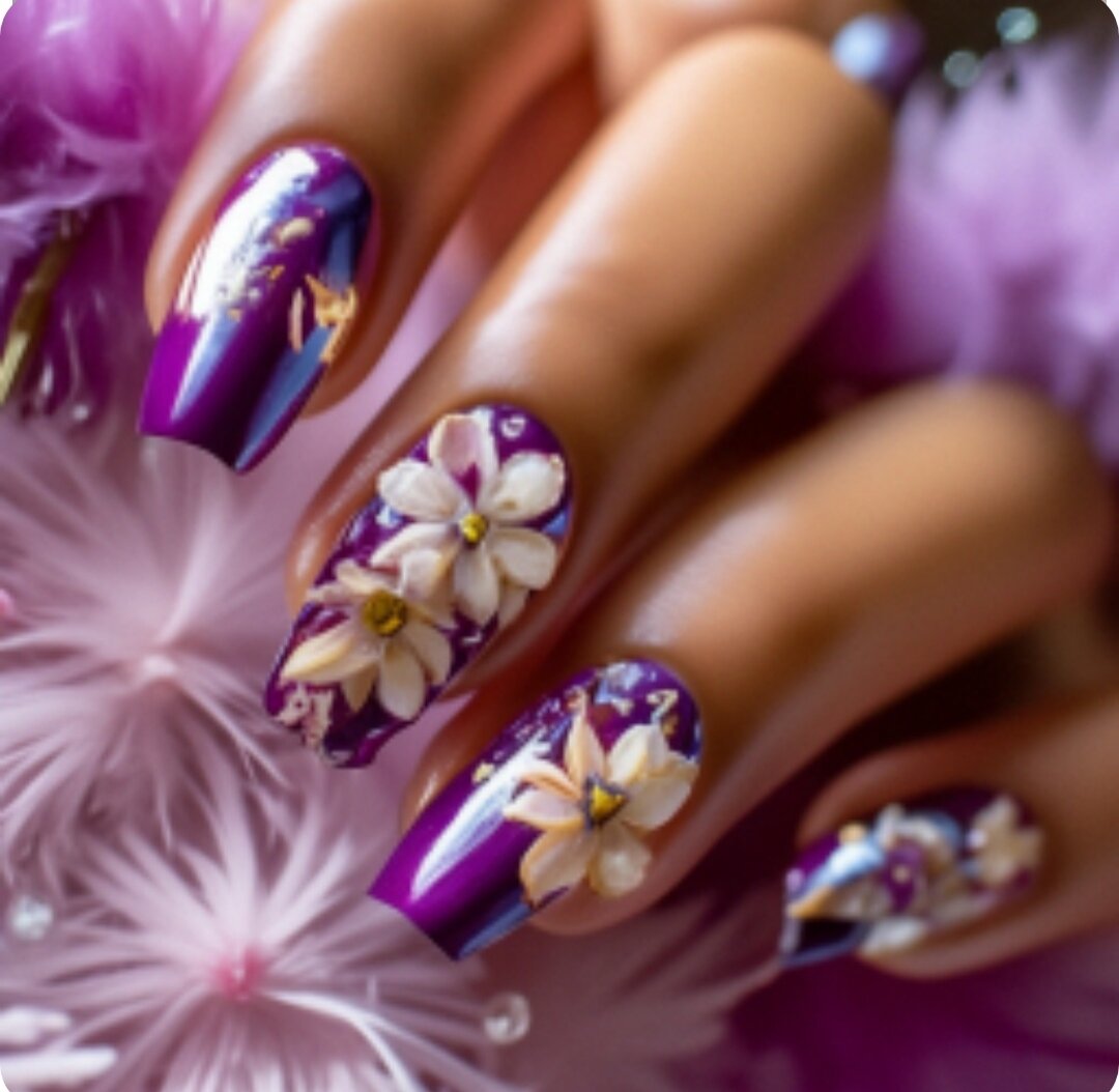 Маникюр с сухоцветами. Визуализация нейросетью