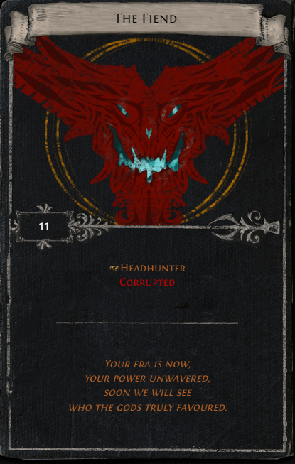 Divination distillate poe на русском. The Fiend POE. Пое враги. POE Divination Cards. Карточка врага
