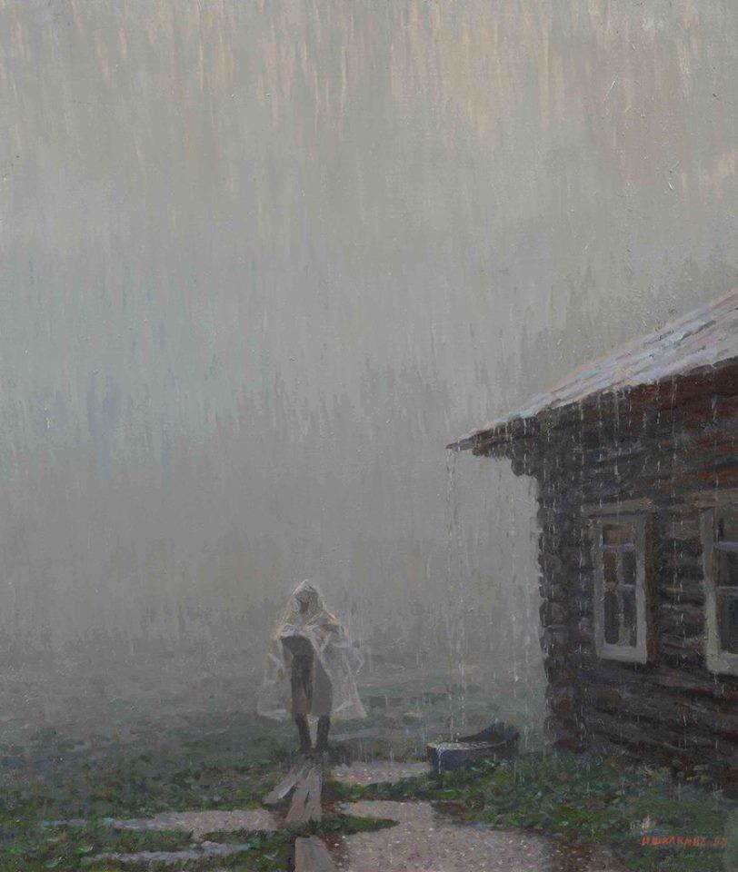 Рисунок дождь в деревне