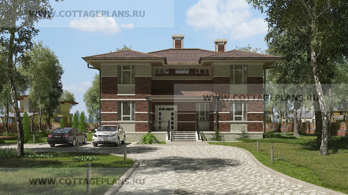 Главный фасад дома. Источник фото: https://www.cottageplans.ru