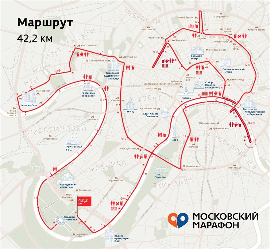 Карта московского марафона 2024