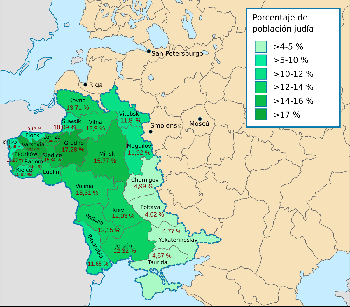 Карта расселения евреев в россии