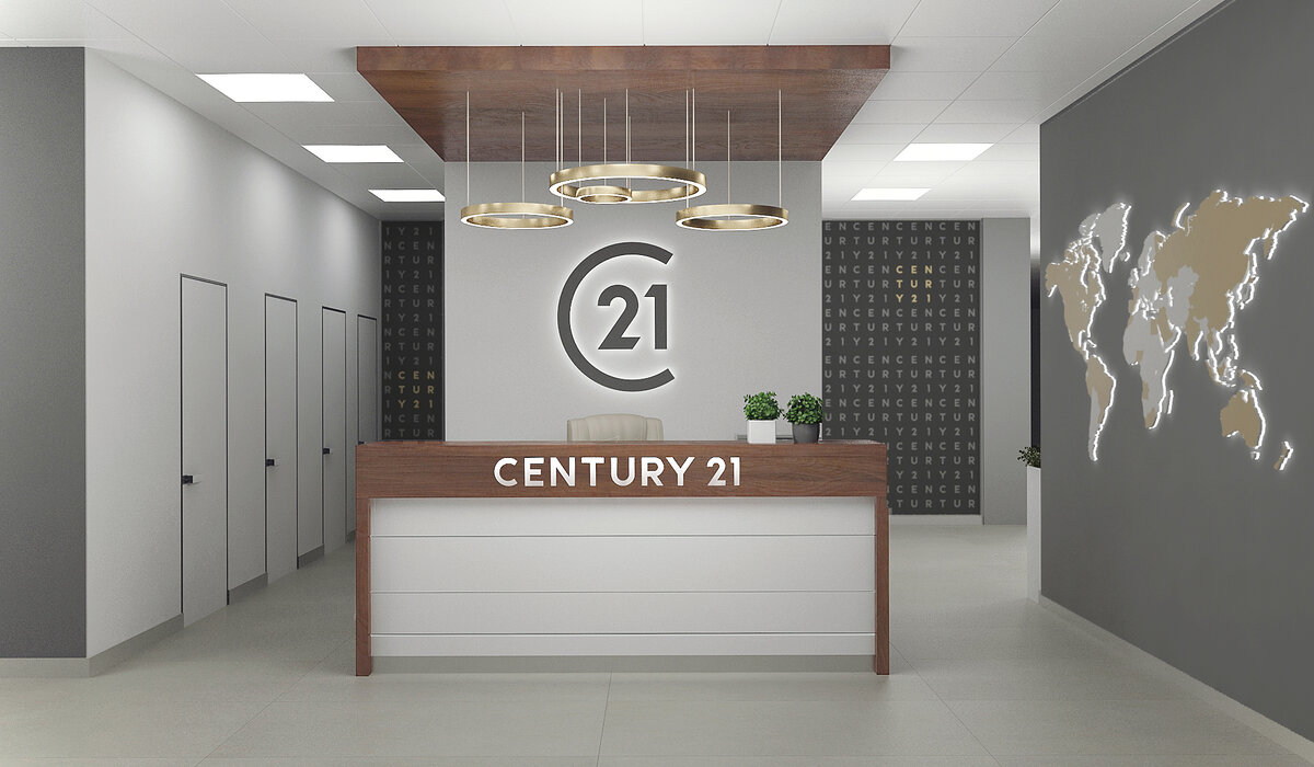 Дизайн интерьера офиса CENTURY 21 Россия. Зона ресепшн.изайн интерьера офиса CENTURY 21 Россия. Кухня.