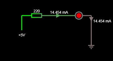 Ток в замкнутой цепи с резистором и светодиодом