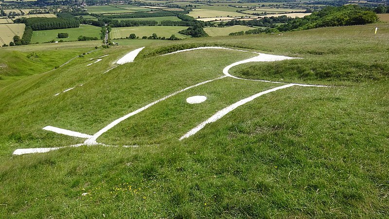 Контуры "Лошади Уффингтона". Источник фото: https://commons.wikimedia.org/wiki/File:Uffington_White_Horse,_Oxfordshire._The_head.jpg Creative Commons Attribution-Share Alike 4.0 International 