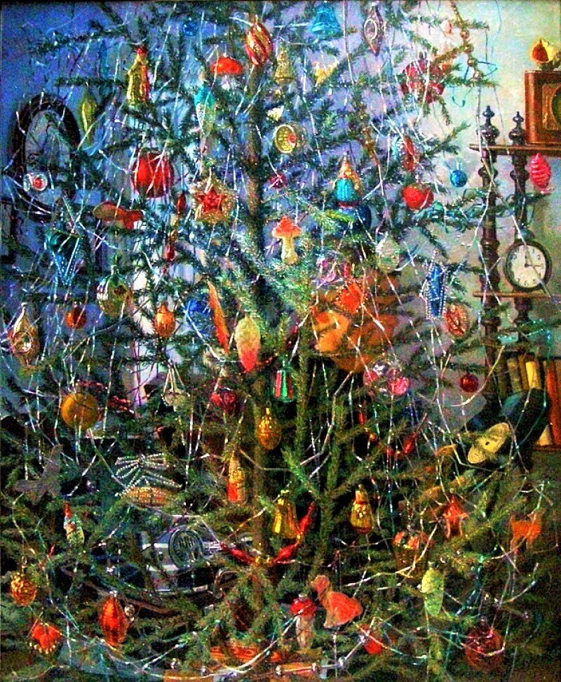 Елку наряжали и в советские времена. А. Дудин. "Ёлка". Картина 1953 г.