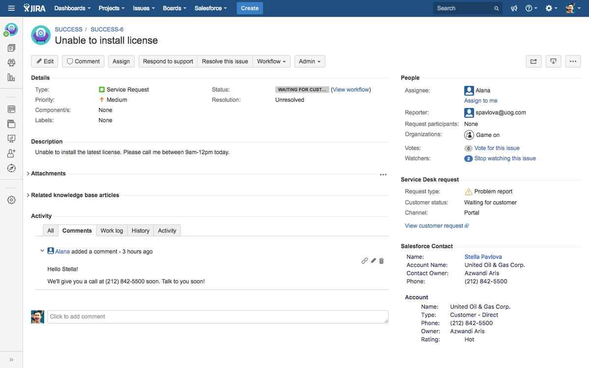 Пример обращения из наиболее распространенной системы класса Service Desk от Atlassian. Изображение взято с сайта производителя https://marketplace-cdn.atlassian.com/