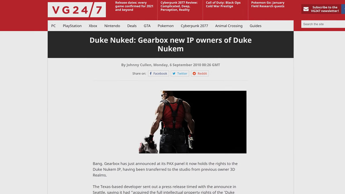 Новым владельцем прав на франшизу Duke Nukem стала студия Gearbox