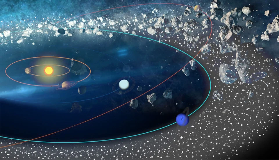 Пояс койпера кометы. Нептун и пояс Койпера. Солнечная система пояс Койпера Оорта. Солнечная система с поясом астероидов и Койпера. Пояс койперсолнечная система.