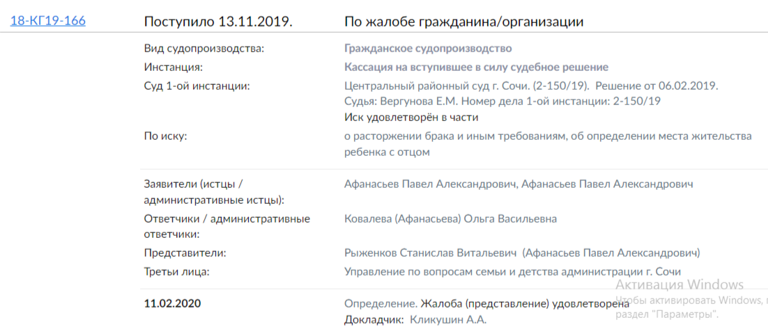 Карточка дела 