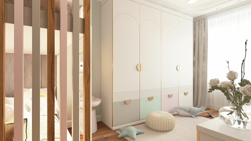 Вместительный шкаф с большими ручками