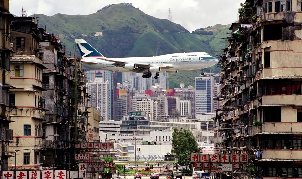 Заход на посадку. Аэропорт Кай-Так, Гонконг (закрыт с 1998 года)