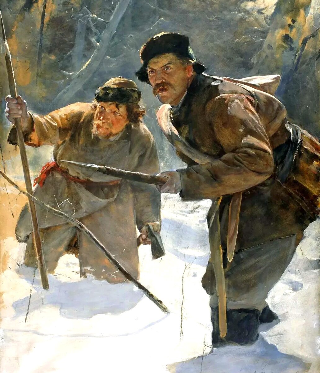 Картина на охоте художник