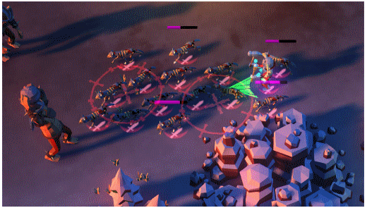 В бою с великанами нужно держать своего предводителя подальше от летящих камней.