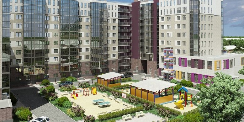 В самом жилом комплексе есть детский сад и подземный паркинг. 