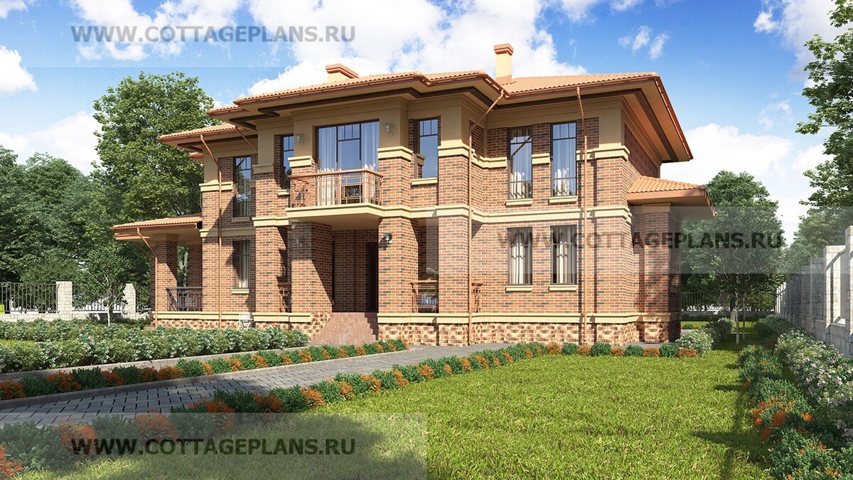 Главный фасад дома. Источник фото: https://www.cottageplans.ru