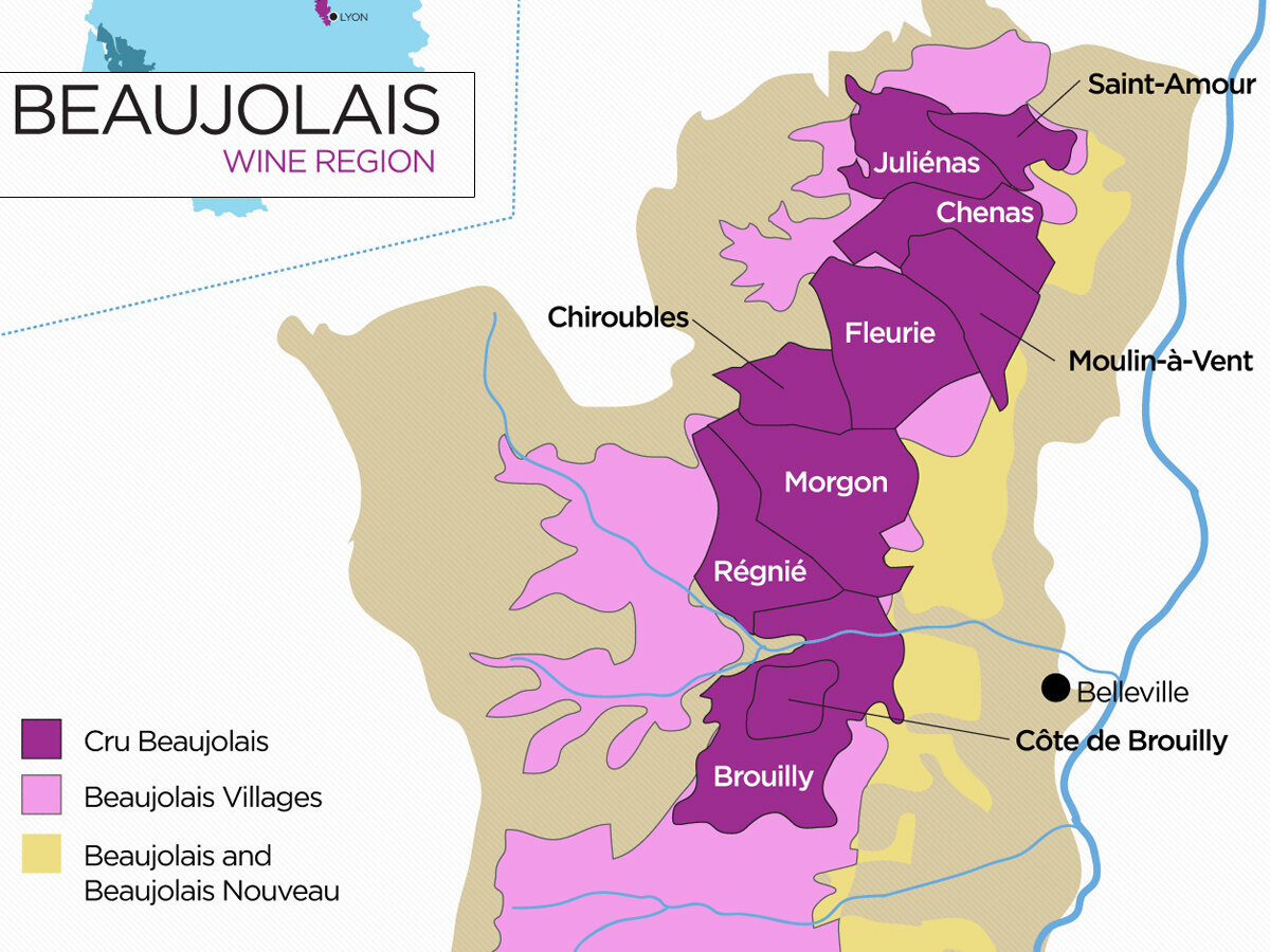Карта региона Божоле (www.winefolly.com)