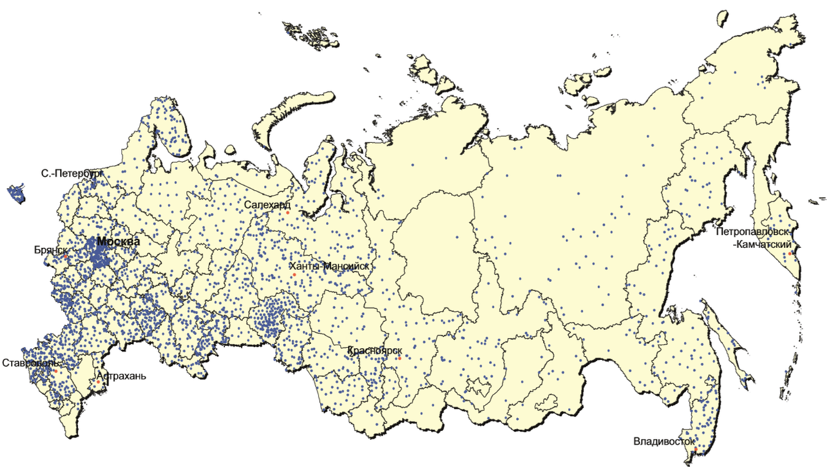 Карта россии расселение населения