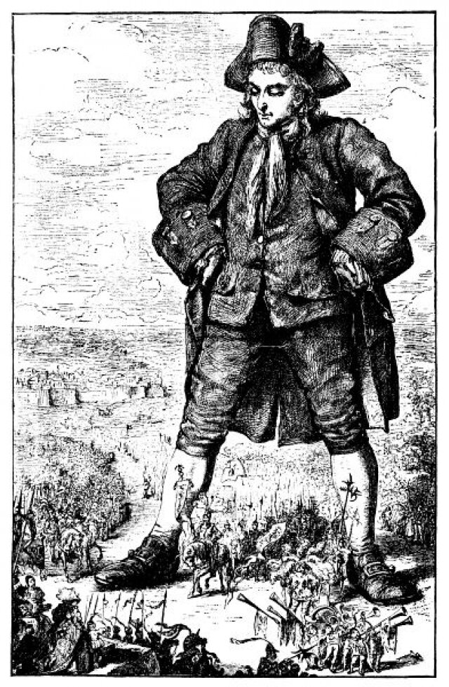 Иллюстрация к роману Джонатана Свифта "Гулливер в стране лилипутов"