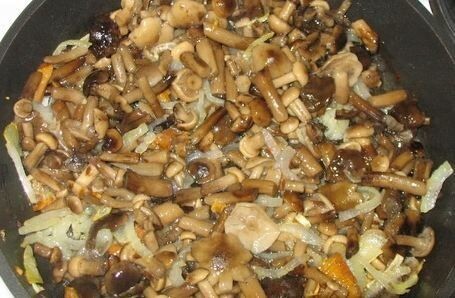     Для начала мясо промоем и обсушим. Затем делаем вдоль куска мяса глубокий надрез до половины толщины. После чего делаем надрезы влево и вправо, также посматриваем ,чтобы не разорвать мясо. Толщина стенок должна остаться 7-8 мм. Затем , как открываем книгу, также проделаем и с мясом. Вот теперь заворачиваем мясо пищевой пленкой или пакетом, что потом хорошо отбиваем. Обворачиваем мясо для того, чтобы при отбивании, не прорезать его насквозь. Не подумайте, что после этого Вы не стянете пленку с мяса, если только Вы не будете бить с огромной силой и получите мясную кашу, то, наверняка, ее не снимете. Затем с аккуратно отбитого мяса изъявляем пакет ( пленку) и обмазываем мясо солью, перцем и размельченным чесноком.       Для начинки хорошо подойдут грибочки. Обжариваем их с нарезанным луком и оставляем остывать. Когда начинка остынет, натрите в нее сыр и мелко порубленную зелень.   