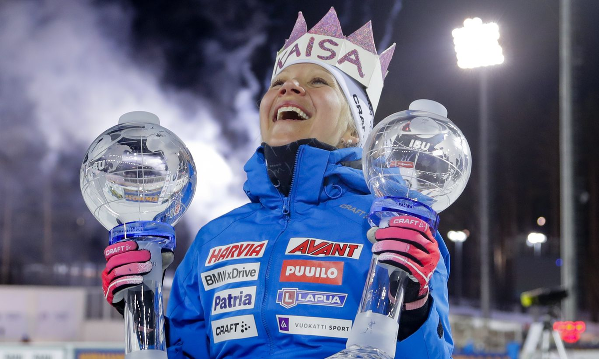 Кайса Мякяряйнен с Большим и Малым хрустальными глобусами. Тюмень, 2018