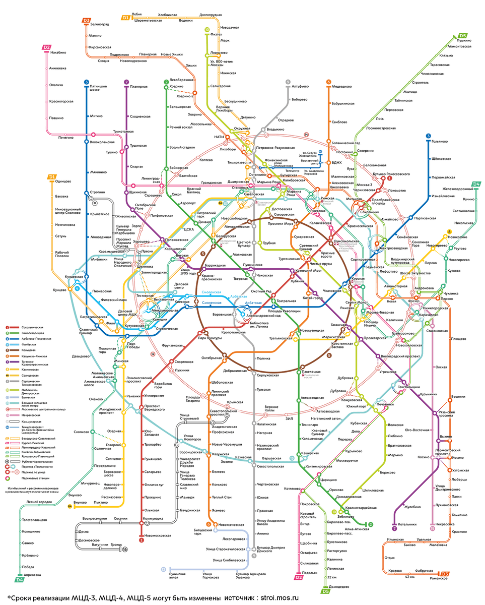 Схема метро Москвы 2020 - 2021 год