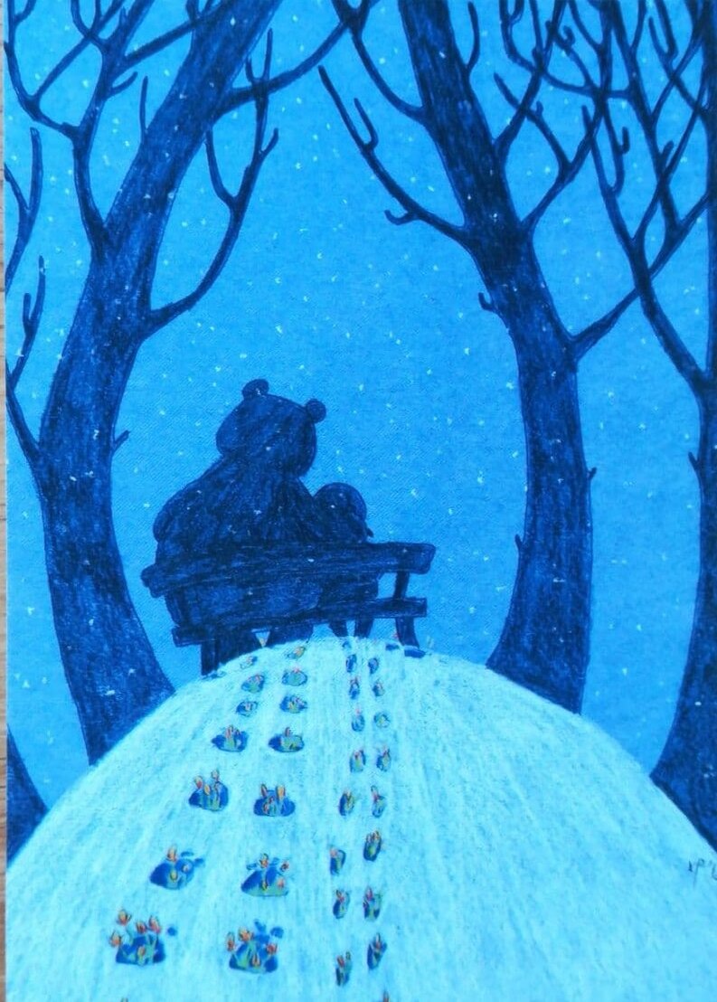 Конкурс на новогодние поздравления. Фото открытки из личной коллекции (автор рисунка Анна Лоч)