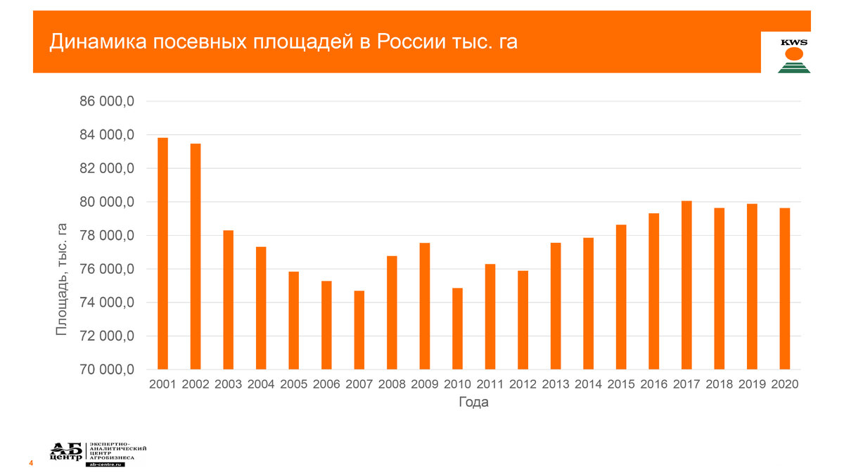 Динамика посевных площадей под яровым рапсом по годам в России, тыс. га. Фото: KWS