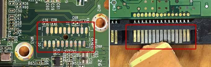 Окись на контактах подключения или на самой плате. Для очистки контактов можно воспользоваться ластиком или ацетоном.