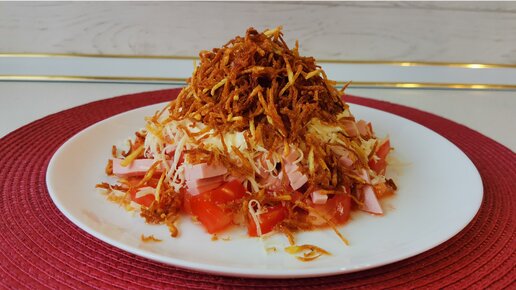 Салат с блинами и копченой колбасой, пошаговый рецепт с фото на ккал