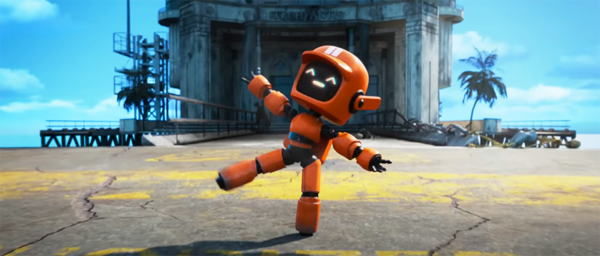 Робот веселиться, на фоне руин человечества. Изображение взято с сайта  — https://clck.ru/hUokc