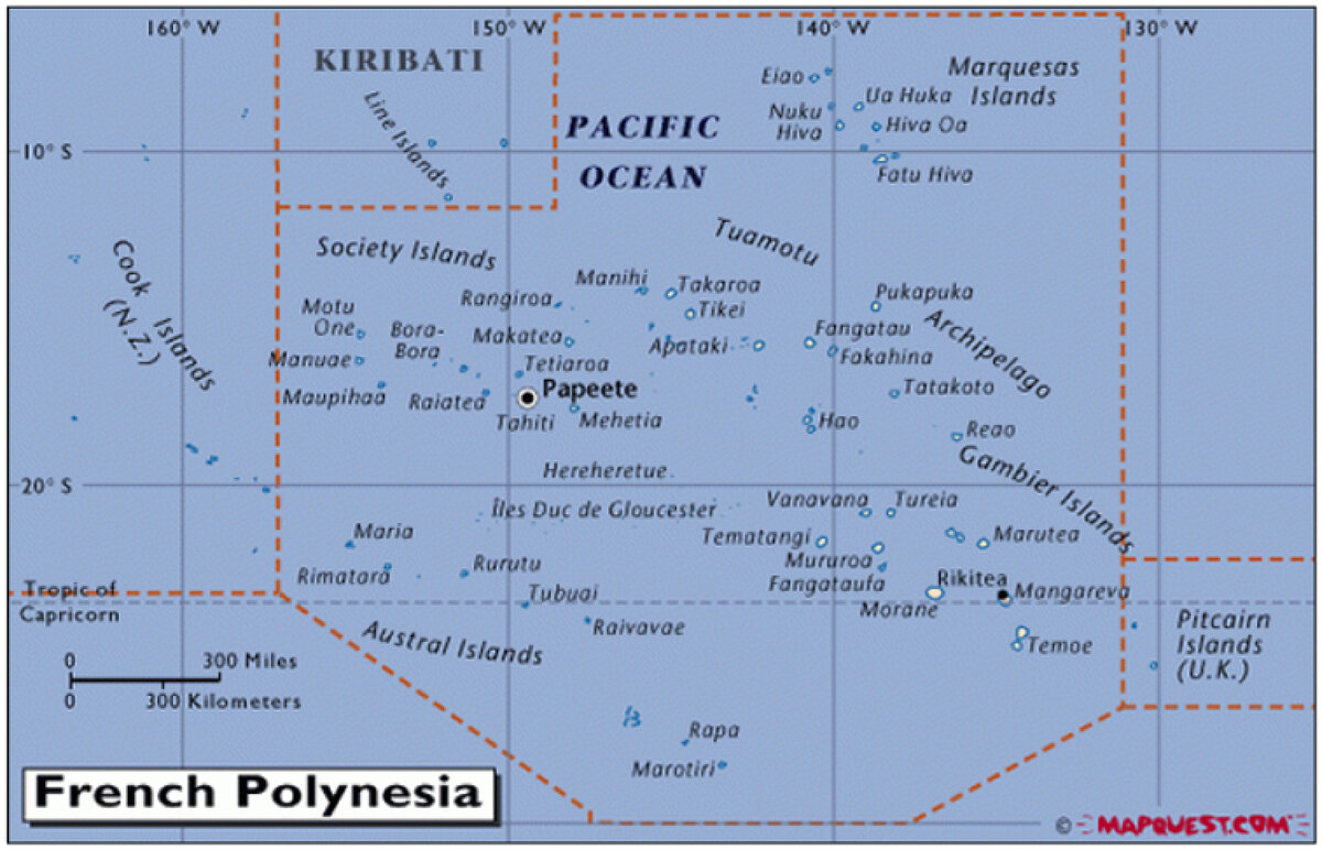 Французская полинезия на карте