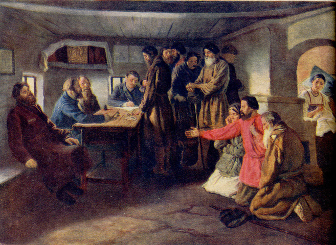 К.Трутовский, "Сбор недоимок на селе", картина 1881