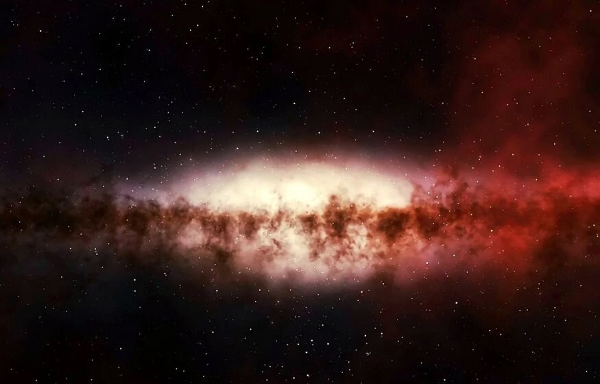    Астрономы впервые взвесили ореолы темной материи древних галактик