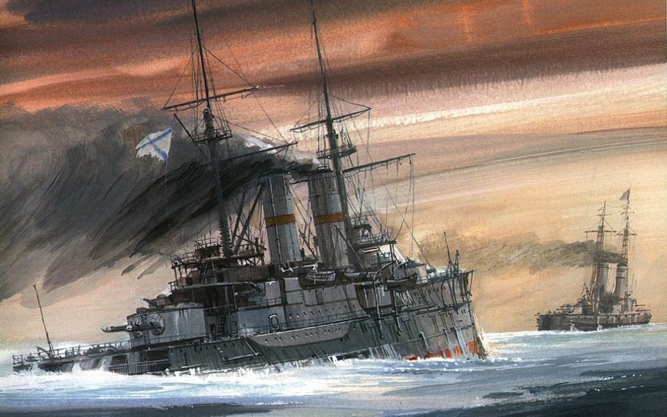 Линкор «Слава». Картина художника В.С. Емышева