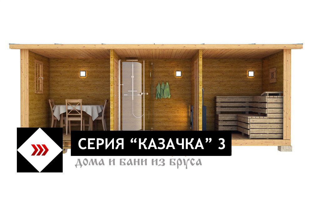                                       Проект маленькой бани в разрезе "Казачка 3"