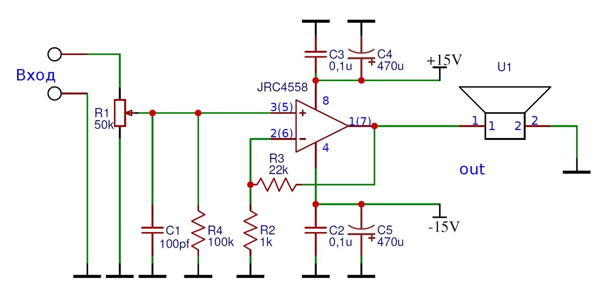 Операционный усилитель 4558 схемы ic