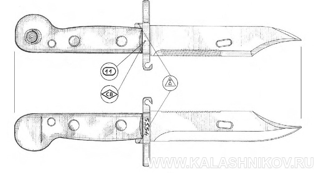 Чертеж штык нож 6х4