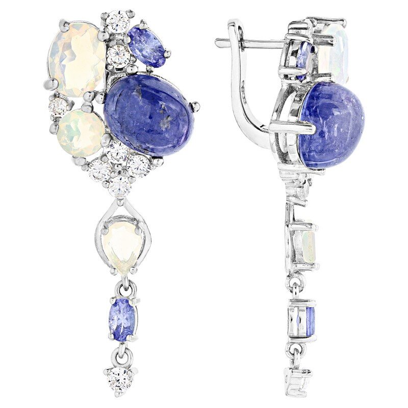 Серьги с танзанитами и опалами (интернет-магазин lazurit-online.com)