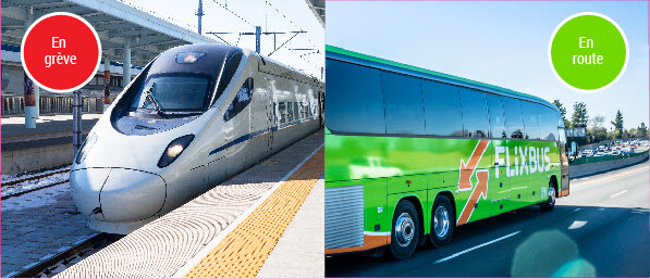 En grève --- бастует, en route --- в пути