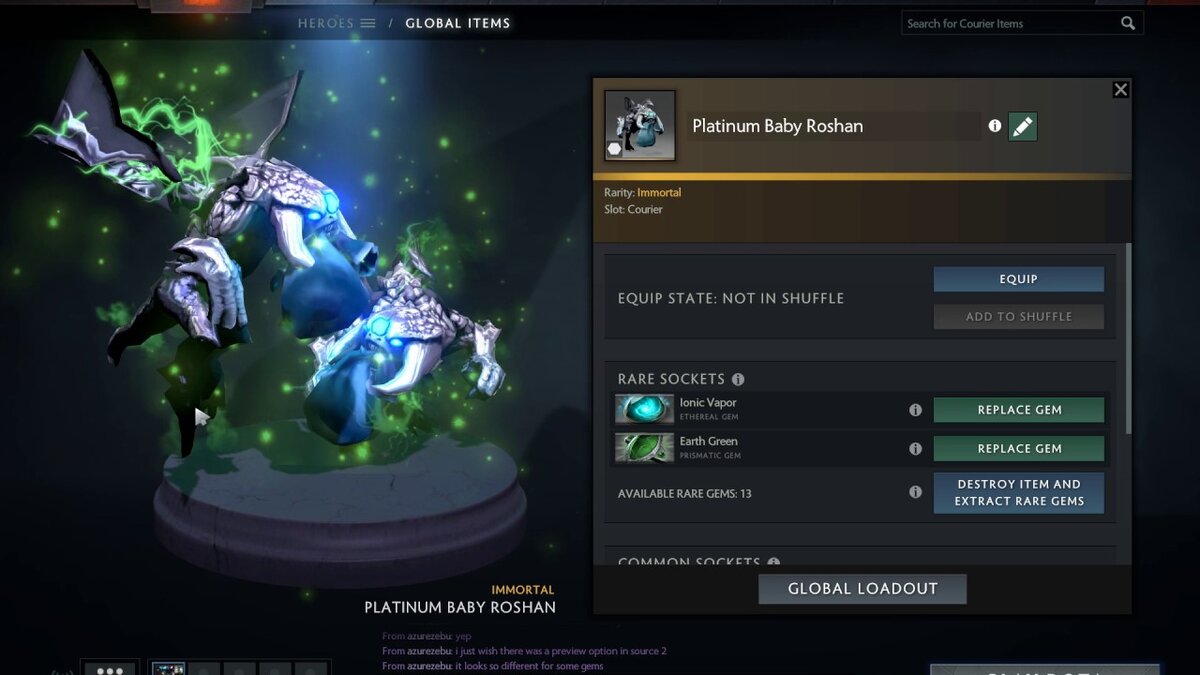Скин называется Platinum Baby Roshan. Цена - 64 000 рублей.