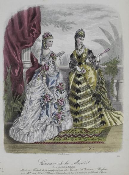 Бальное и вечернее платья, 1872 год.