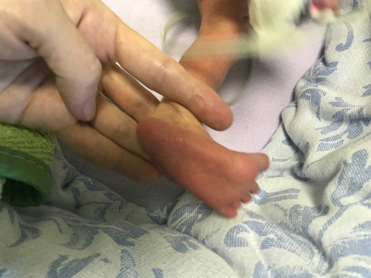 Дочкина ножка  - такая крошка она родилась. Первый раз было страшно брать ее на ручки