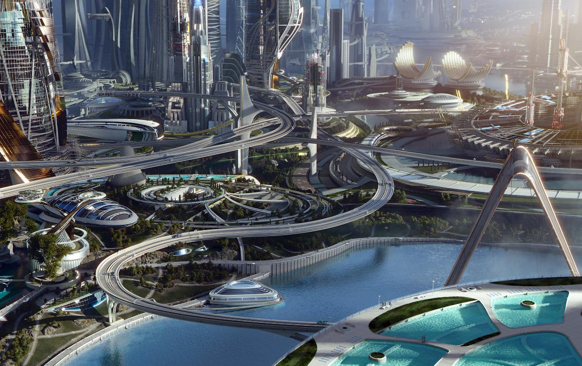 Город через времена и страны. Земля будущего Дисней. Город будущего. Фантастические города будущего. Город будущего концепт.