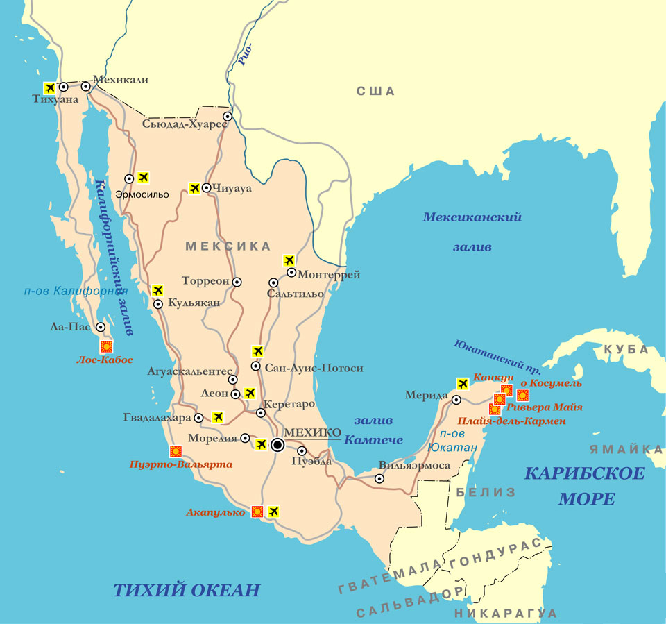 Карта мексики на русском языке