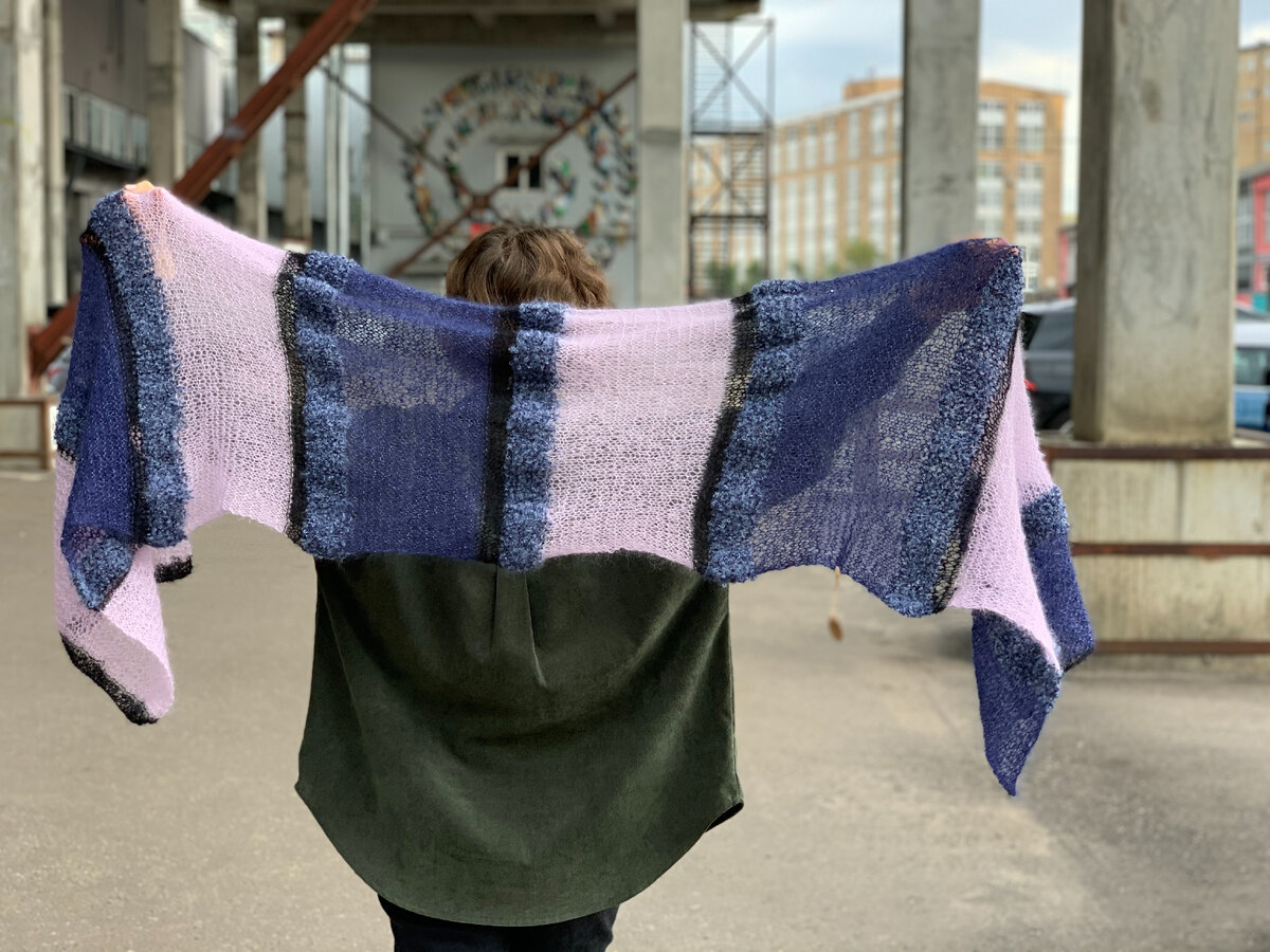 Ажурный шарф спицами из мохера: схемы вязания снуда и палантина с видео